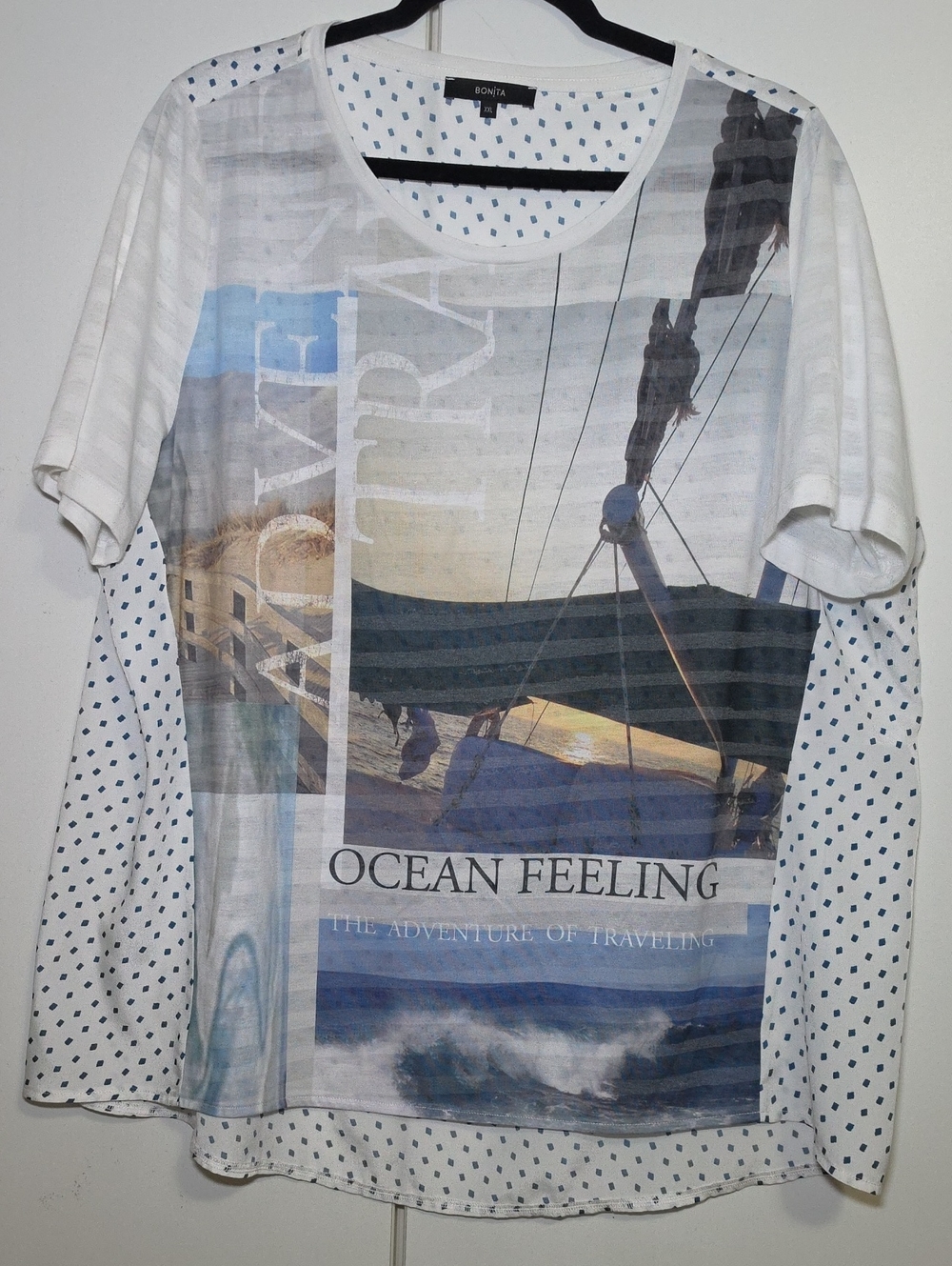 White 'Ocean Feeling' Graphic Short Sleeve Womens Shirt